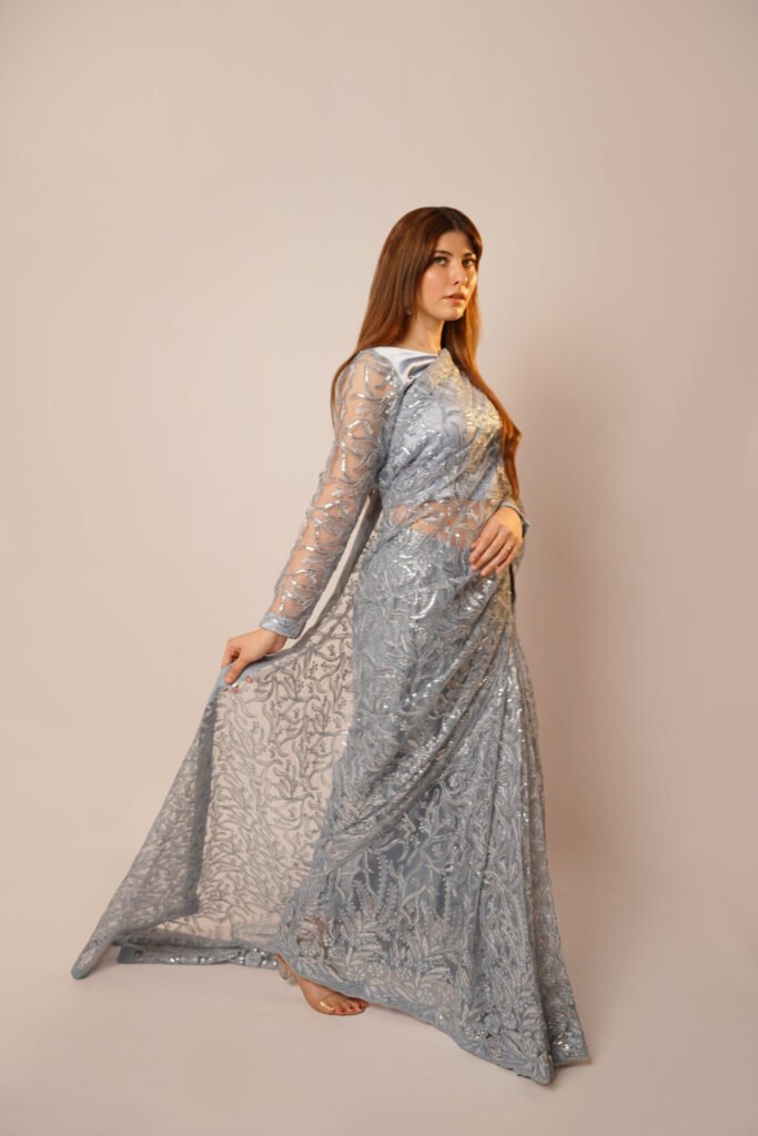 Ashy Mist Saree