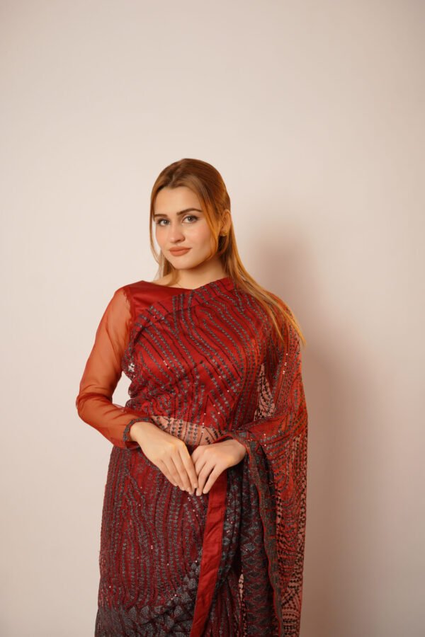 Sangria Rubies Saree - Image 3